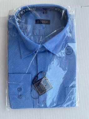 Etoile Men's Light Blue Microdot Dress Shirt